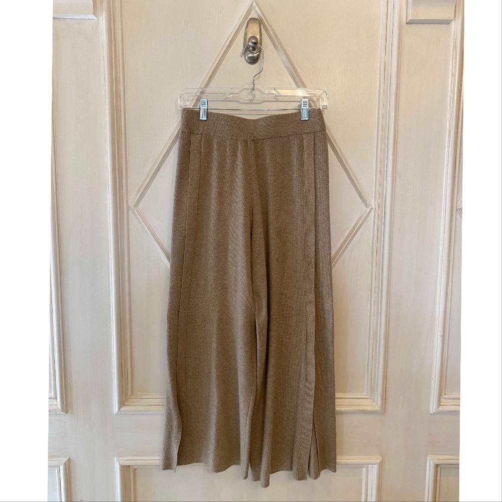 ii Sisters Heather Brown Wide Leg Cropped Lounge Pants